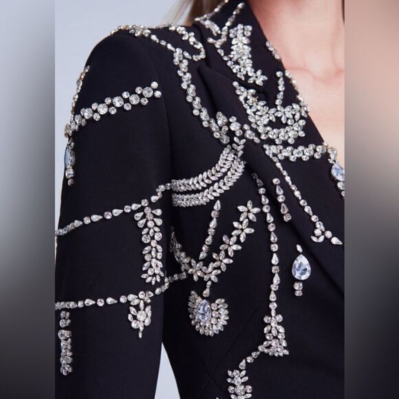 L’AGENCE Clementine Crystal Rhinestone Embellished Peak Lapel Blazer Bla… - Picture 5 of 16